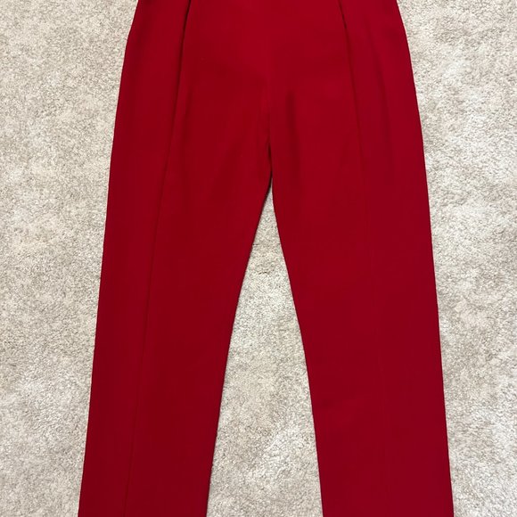 Black Halo Jumpsuit Size 6 Red Strapless Tapered Leg Pockets Evening or Workwear - Picture 4 of 12